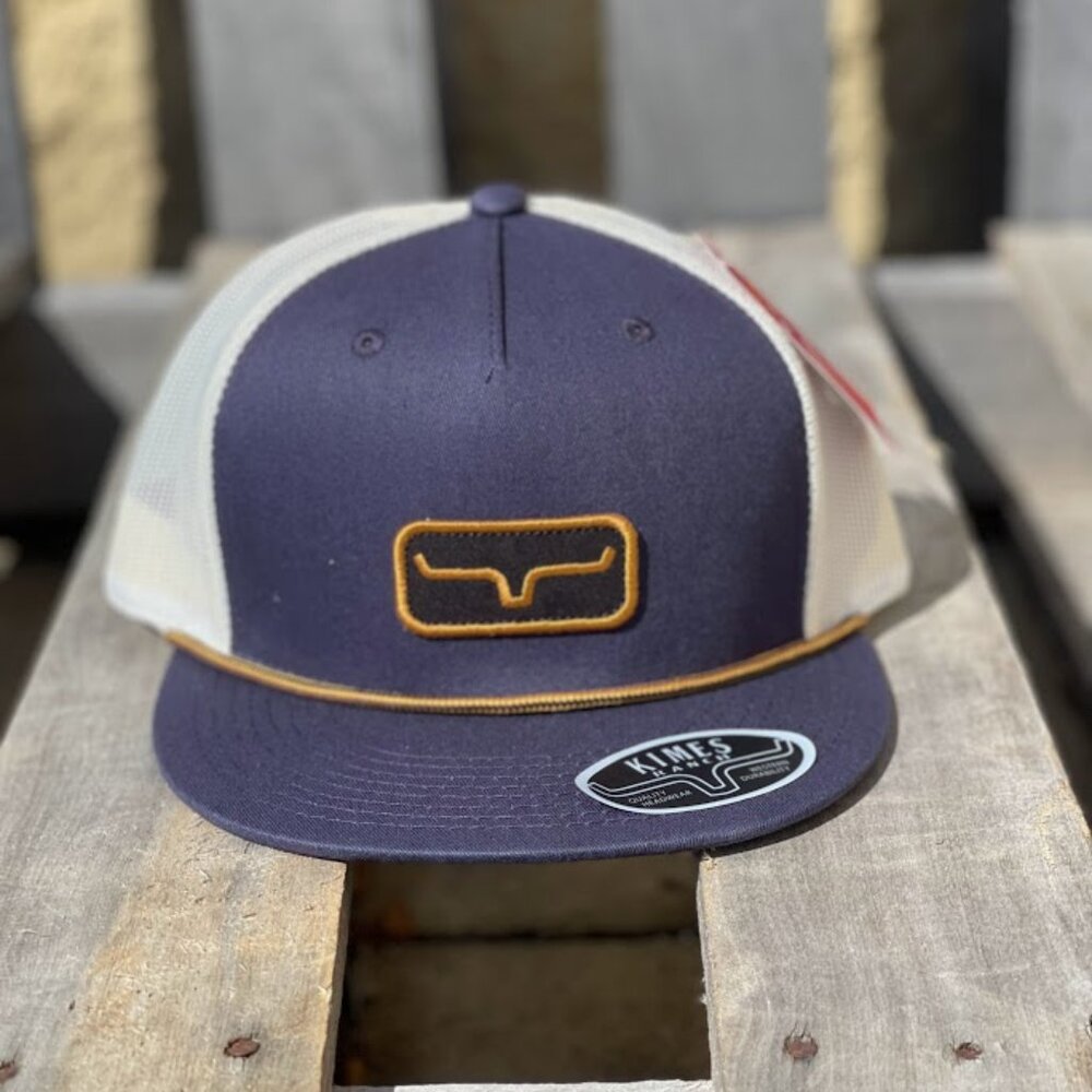 Kimes Ranch Workhard Trucker Navy and Beige Ball Cap